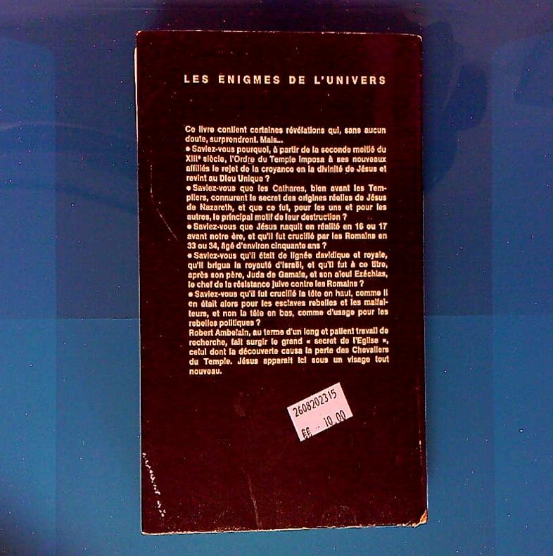 Livre Jesus Ou Le Mortel Secret Des Templiers, Par Robert Ambelain