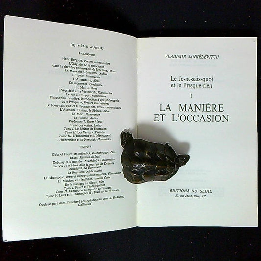 Livre Le Je Ne Sais Quoi Et Le Presque Rien, 1. La Manière Et L'Occasion, Par Vladimir Jankélévitch