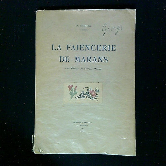 Livre La Faïencerie De Marans, Par P. Cappon