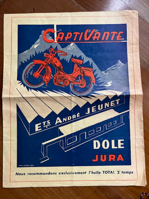 Document Ancienne Publicité Moto Cyclomoteur Mobylette Captivante