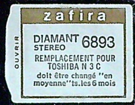 Saphir Diamant Stéréo 6893 TOSHIBA N3C