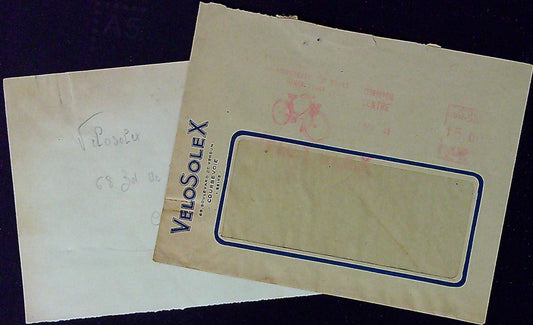 Document Ancienne Enveloppe VeloSolex Et Tampon Bicyclette 21 Novembre 49