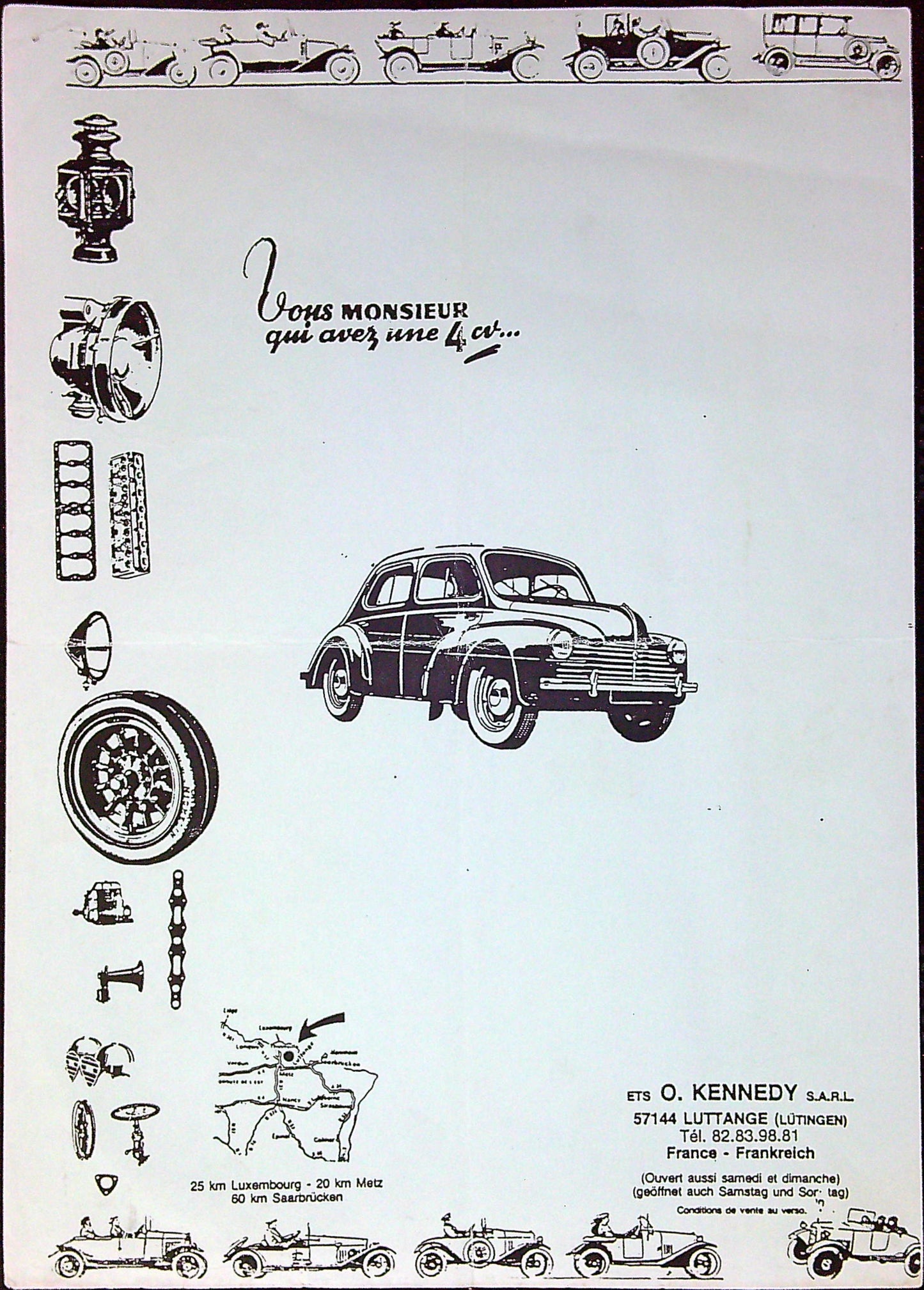 Document Ancienne Publicité Garage 4cv Tarif