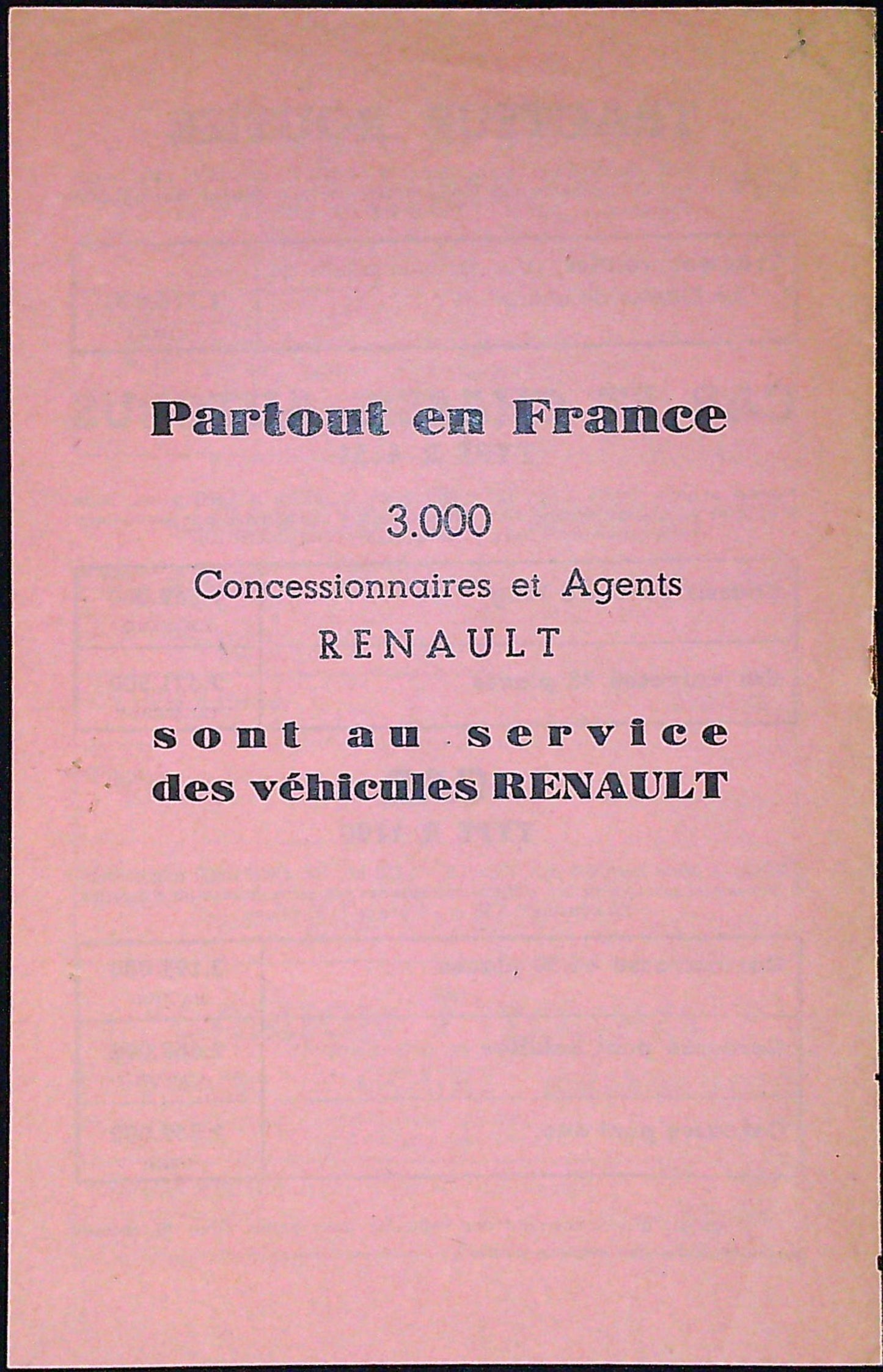 Document Ancienne Publicité Garage Renault Tarif 1950