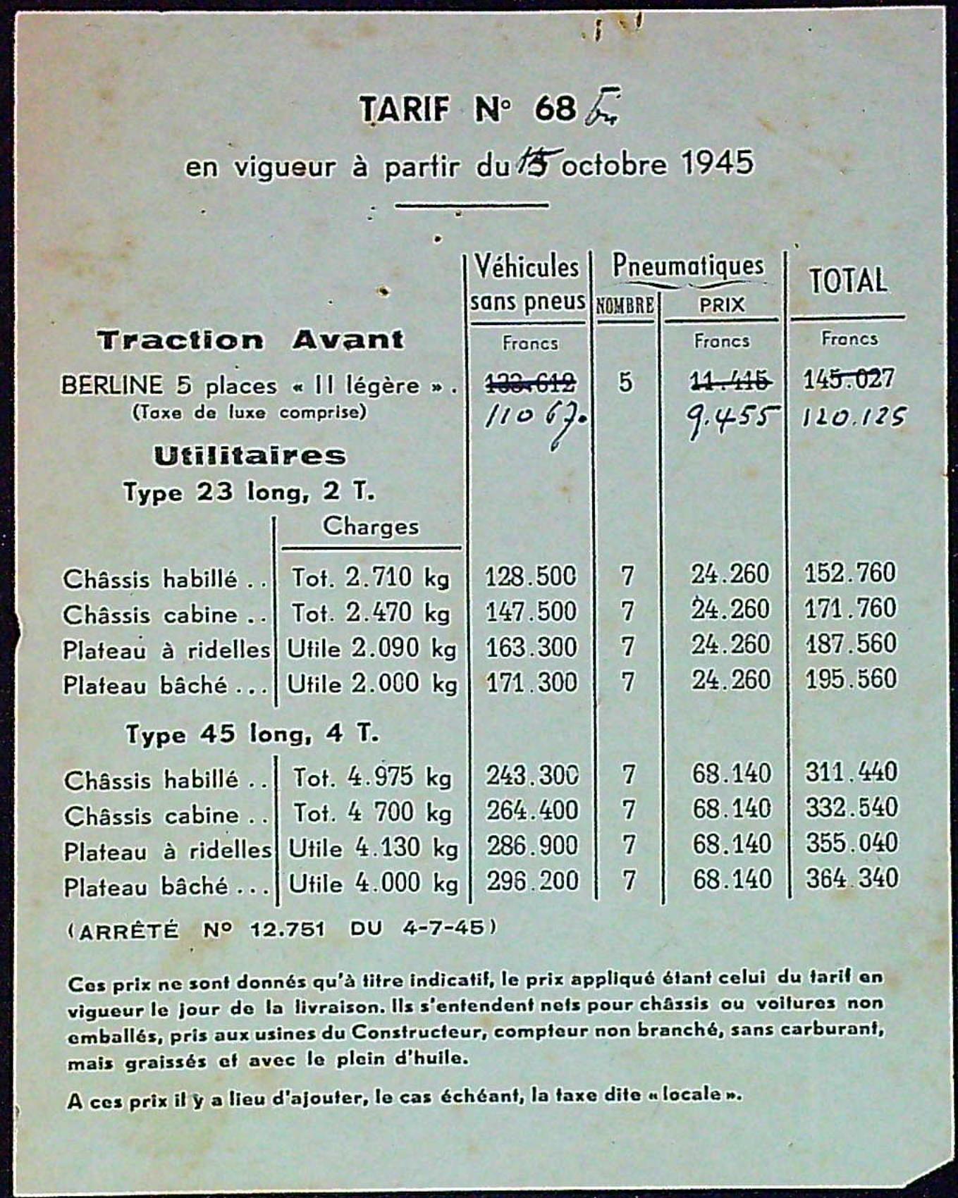 Document Ancienne Publicité Garage Citroën Traction Avant 1945