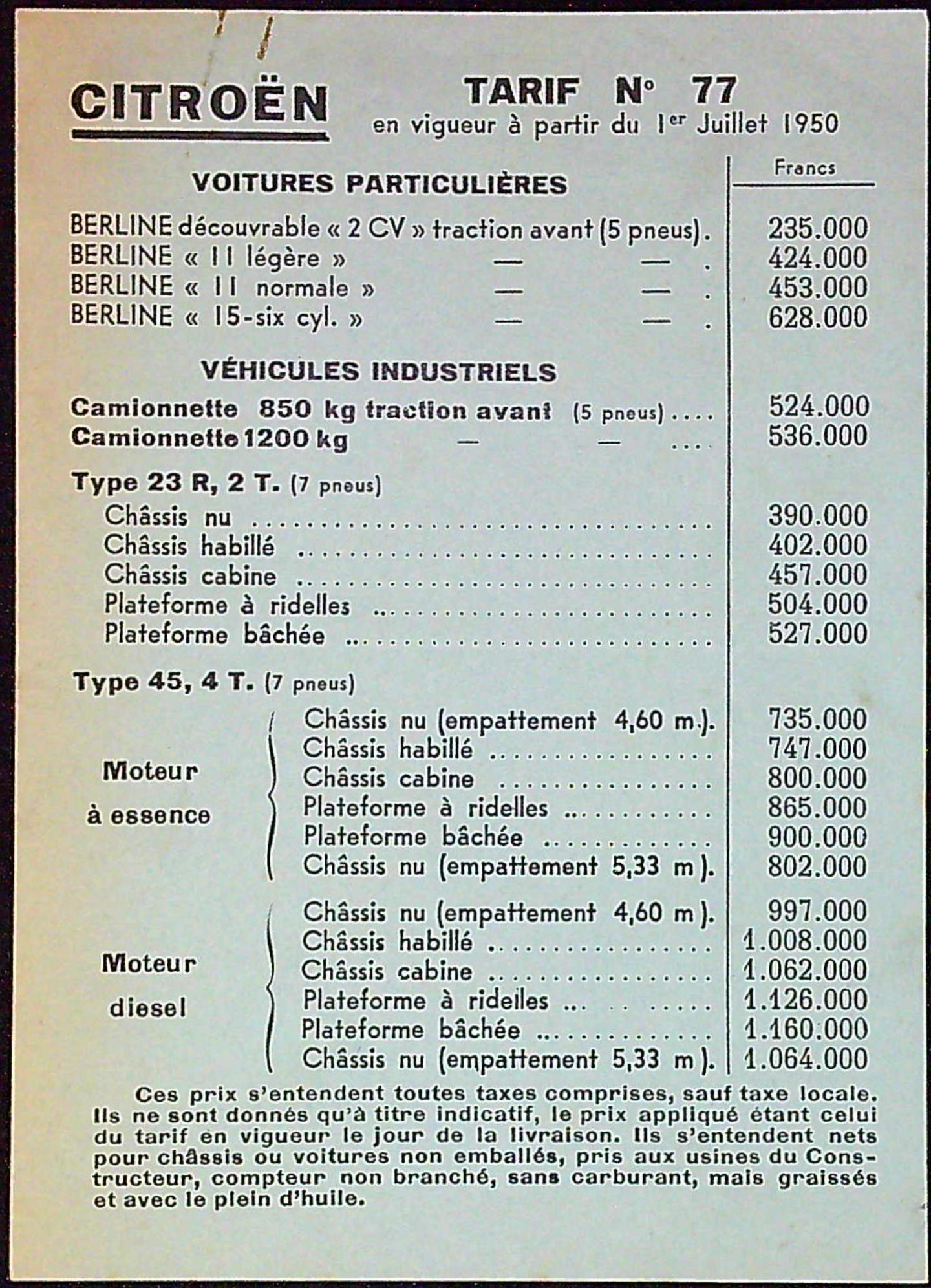 Document Ancienne Publicité Garage Citroën Traction Avant 1950