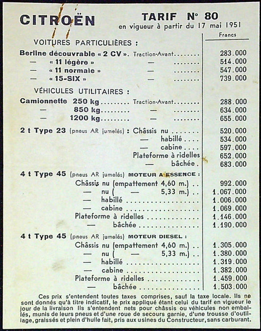 Document Ancienne Publicité Garage Citroën Traction Avant 1951