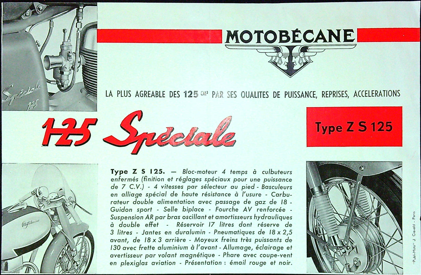 Document Ancienne Publicité Garage Motobécane Type Z s 125 Moto