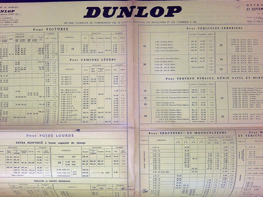 Document Ancienne Publicité Garage Dunlop 1961