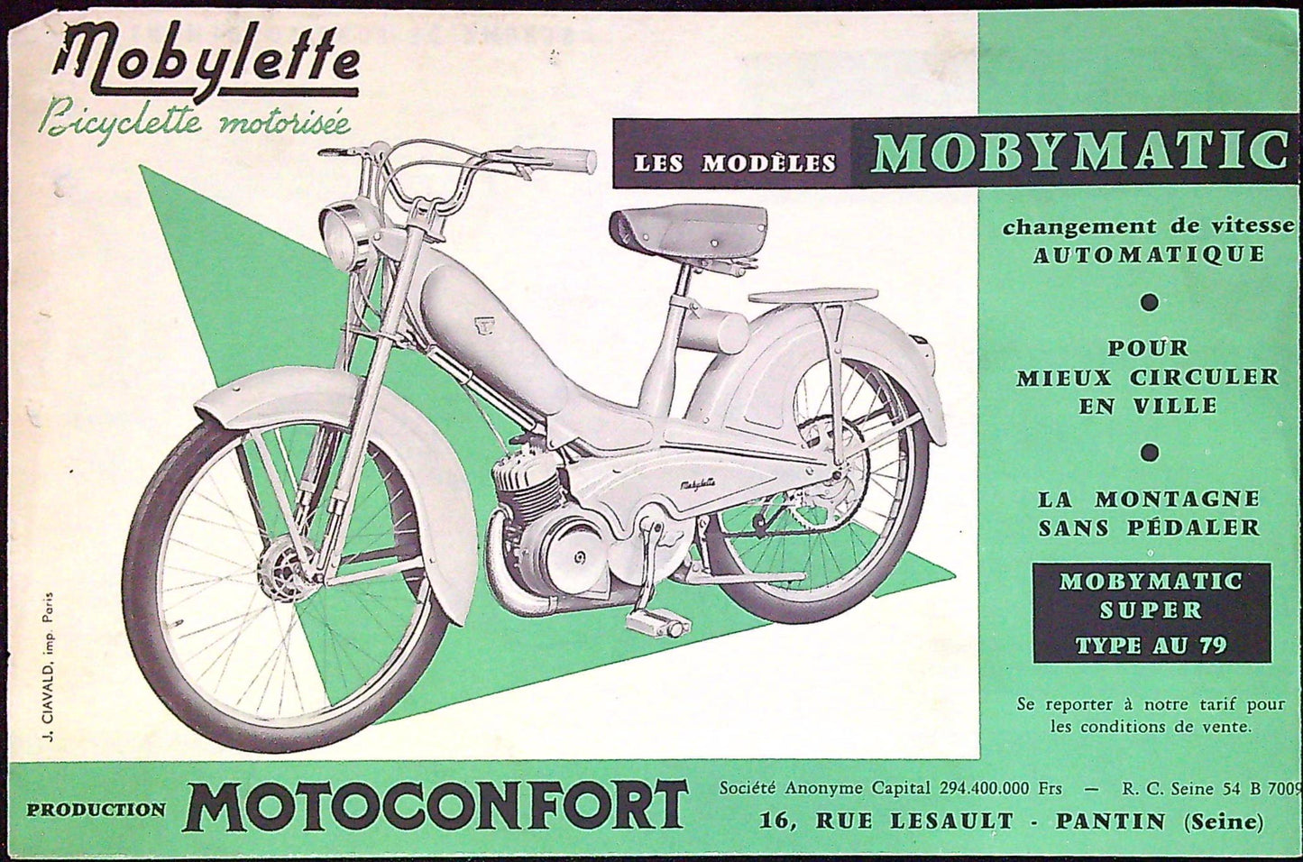 Document Ancienne Publicité Garage Motobécane AU 87