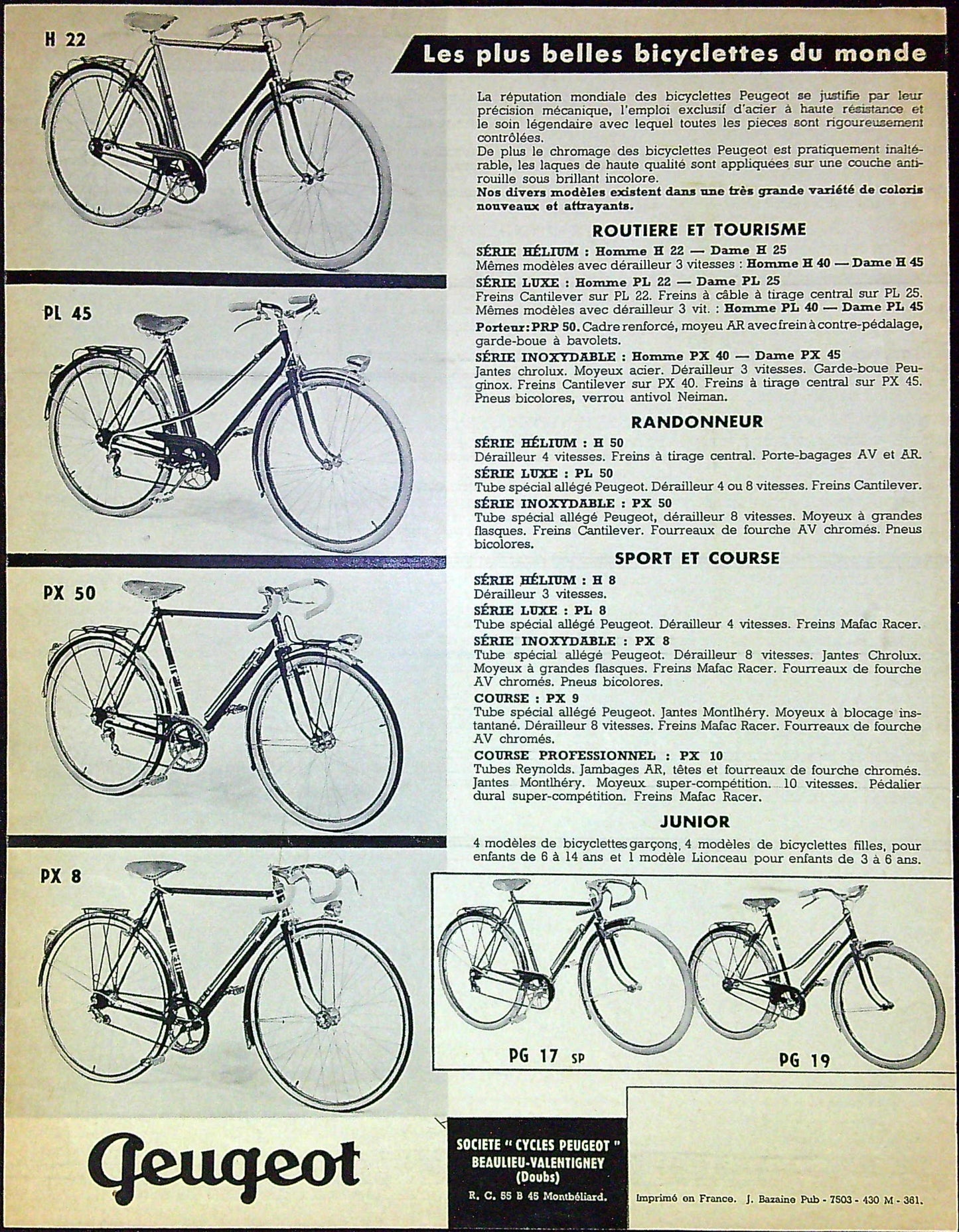 Document Ancienne Publicité Garage Vélo Peugeot