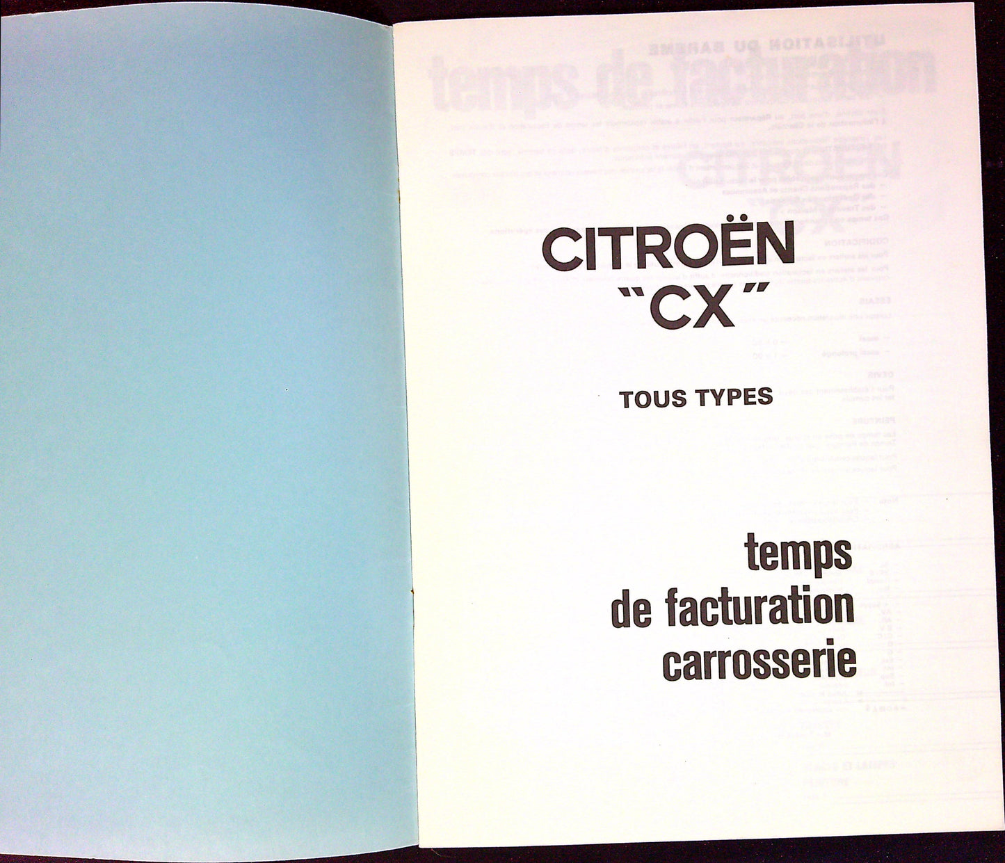 Document Ancienne Publicité Garage Facturation CX Citroën