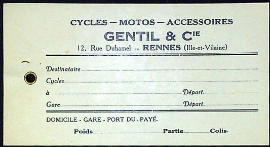 Document Ancienne Publicité Garage Rennes 35 Bretagne