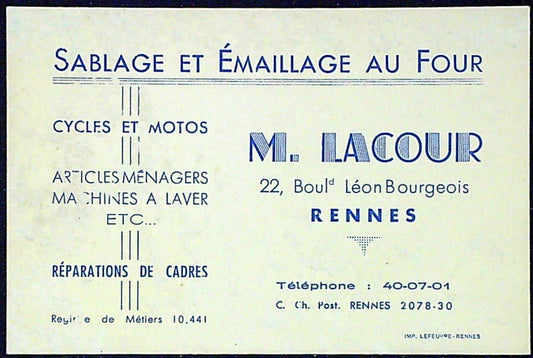 Document Ancienne Publicité Garage Rennes 35 Bretagne