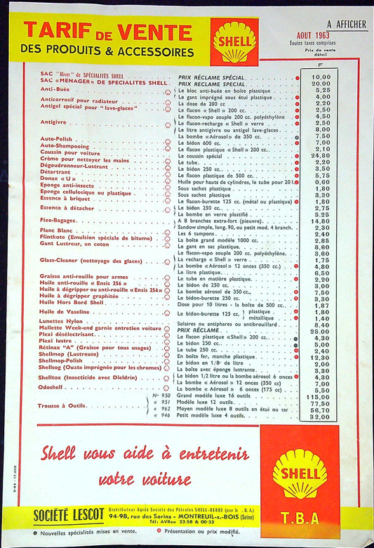 Document Publicité Affiche Huile Shell Aout 1963