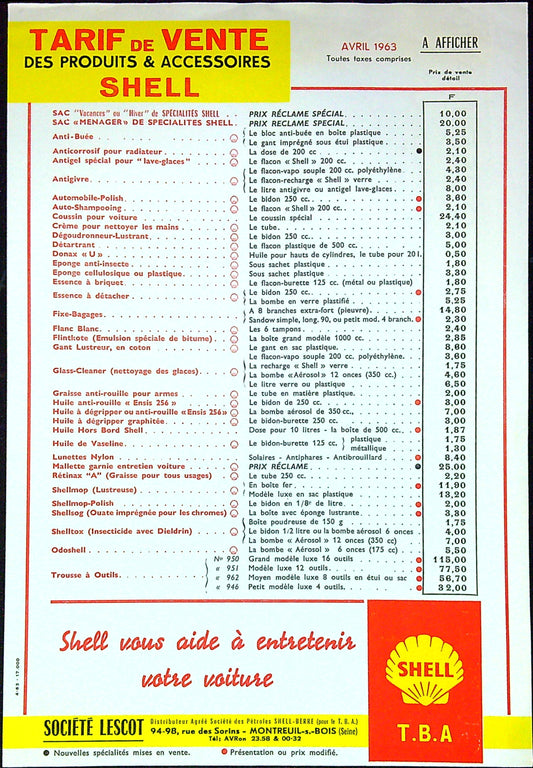 Document Publicité Affiche Huile Shell Avril 1963