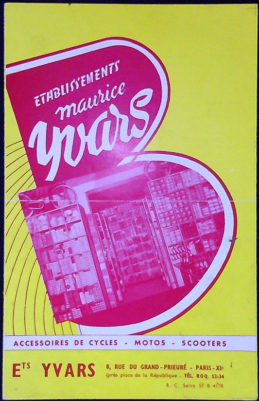 Document Publicité Affiche Cycles Ets Yvars