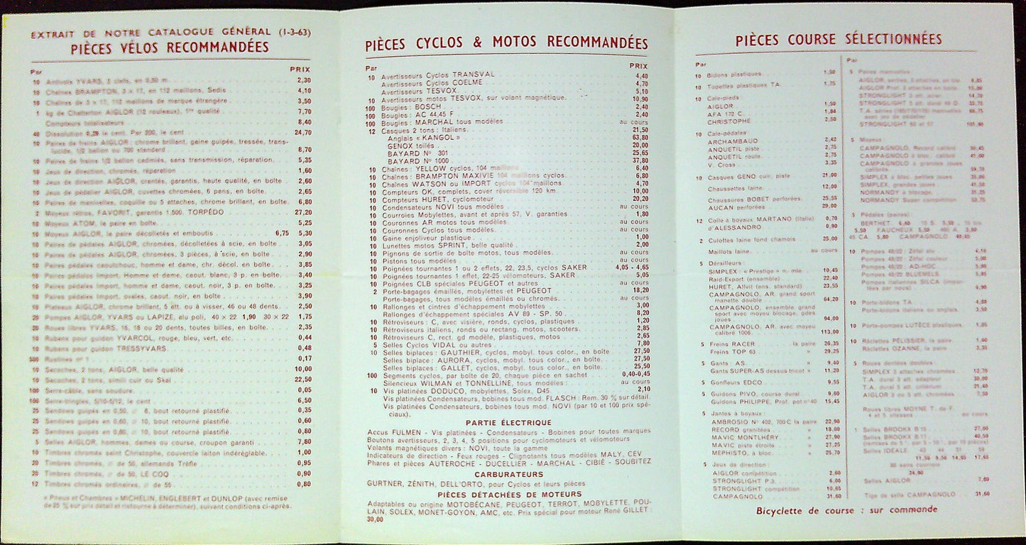 Document Publicité Affiche Cycles Ets Yvars