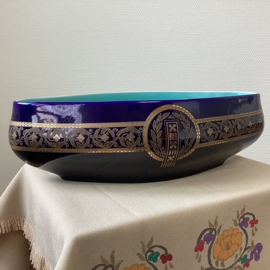 Jardinière En Céramique Bleu Et Or
