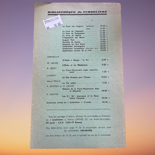Livre Le Symbolisme Revue Bimestrielle, Numéro 377, Fondateur Oswald Wirth