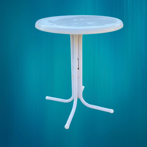 Petite Table Bistrot Blanche, Plateau Rond Plastique