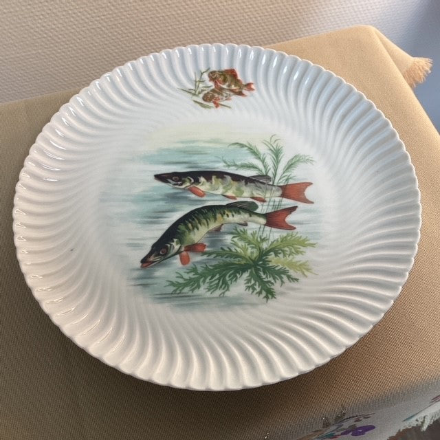 Assiette En Porcelaine De Limoges Geraud Limonfines Décors Poissons D'eau Douce