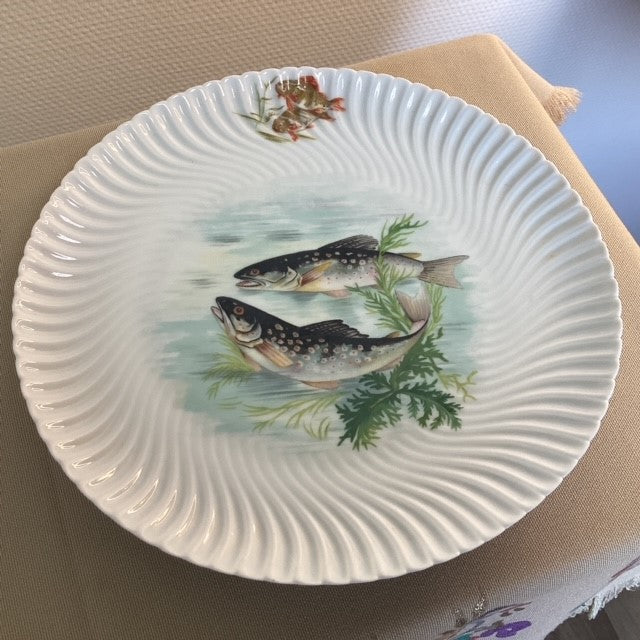 Assiette En Porcelaine De Limoges Geraud Limonfines Décors Poissons D'eau Douce