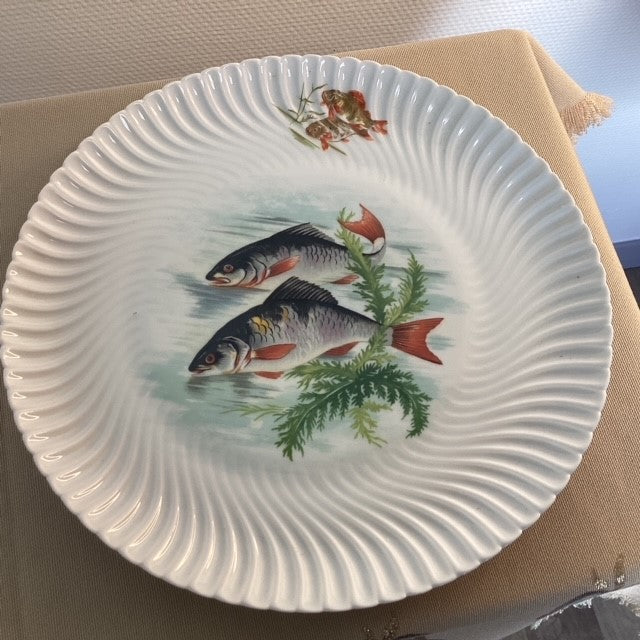 Assiette En Porcelaine De Limoges Geraud Limonfines Décors Poissons D'eau Douce