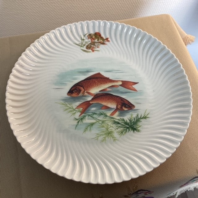 Assiette En Porcelaine De Limoges Geraud Limonfines Décors Poissons D'eau Douce