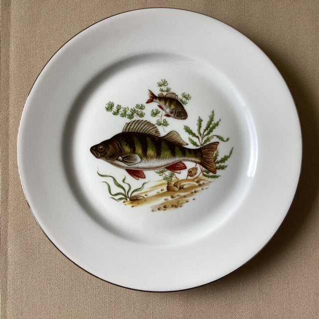 Assiette En Porcelaine De Limoges Décors Poissons D'eau Douce