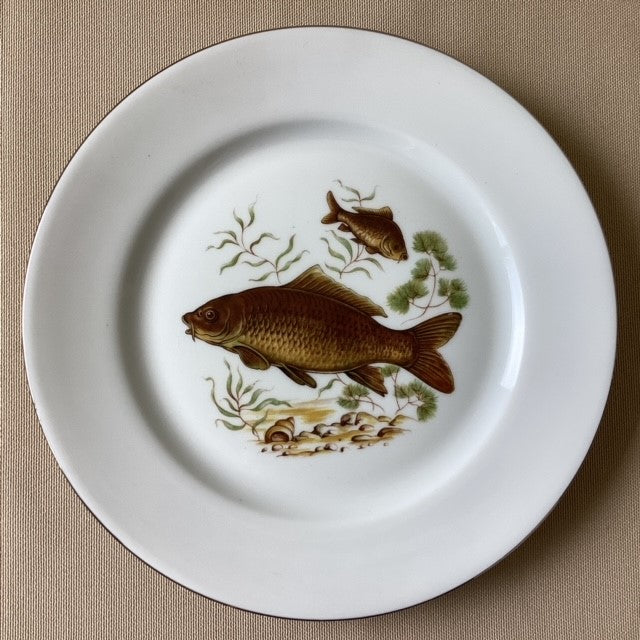 Assiette En Porcelaine De Limoges Décors Poissons D'eau Douce