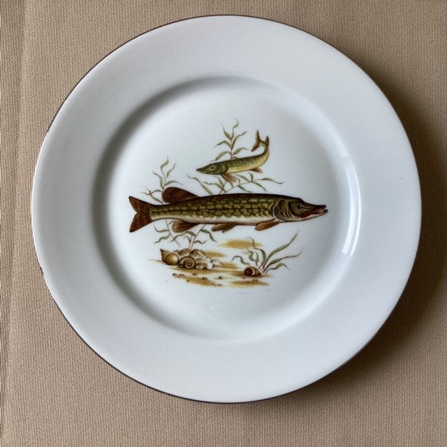 Assiette En Porcelaine De Limoges Décors Poissons D'eau Douce