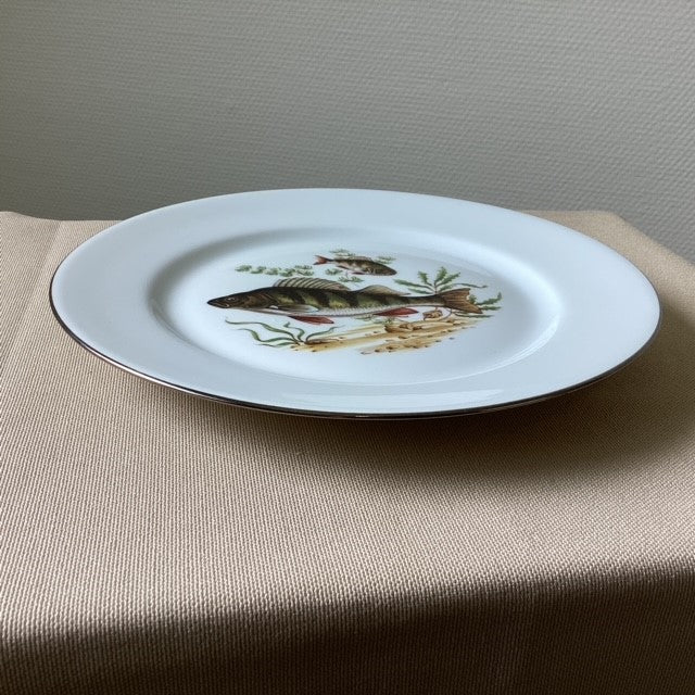 Assiette En Porcelaine De Limoges Décors Poissons D'eau Douce