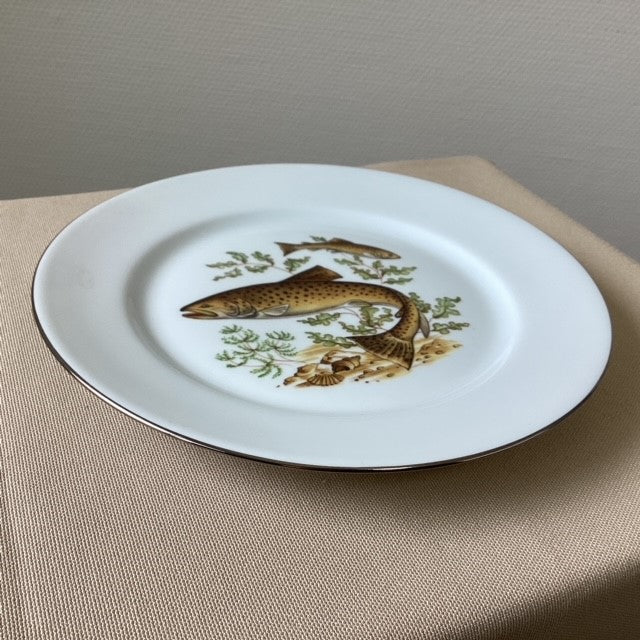 Assiette En Porcelaine De Limoges Décors Poissons D'eau Douce