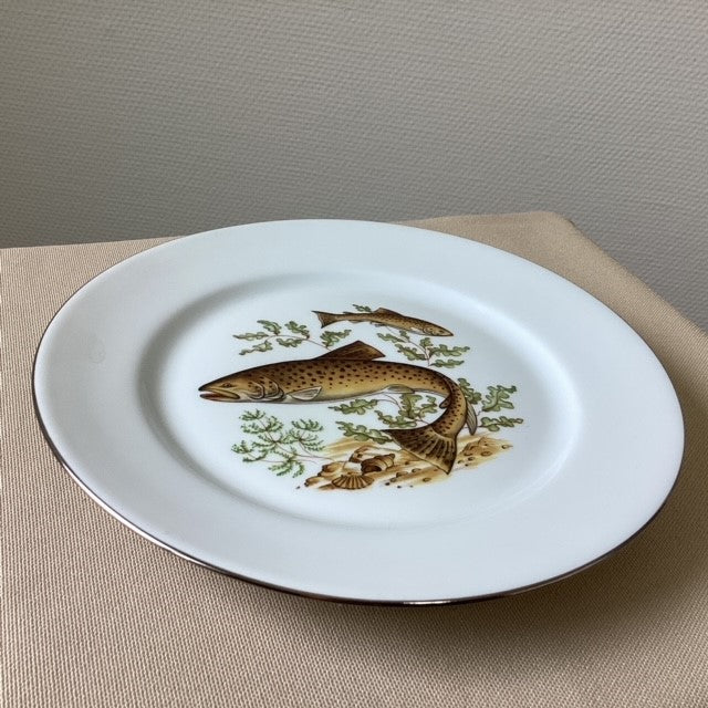 Assiette En Porcelaine De Limoges Décors Poissons D'eau Douce