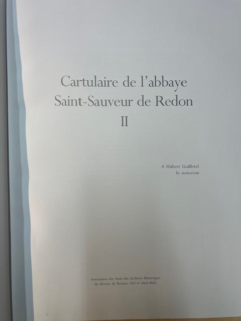 lot Livre Cartulaire de Redon Volume 1 & 2