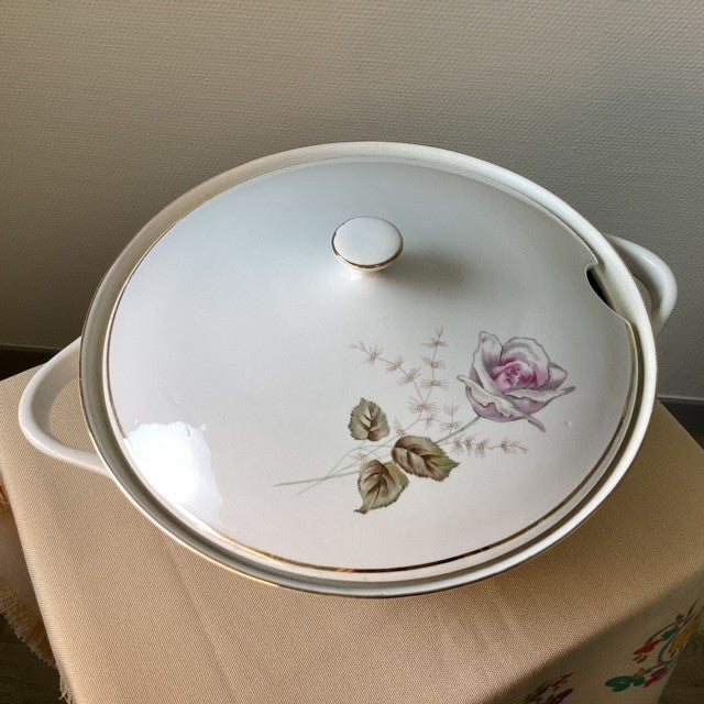 Soupière Porcelaine Euro Import Motif Fleur Rose