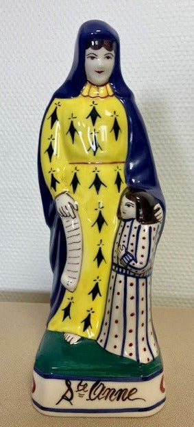Statue De La Sainte Anne Céramique De Henriot Quimper signé Hb Quimper F.463 C.d