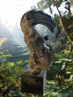 Statue Buste Le Roi Pakal Maya En Terre Cuite