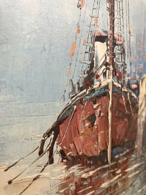 Tableau Huile Sur Toile Signé Florence Thème Maritime