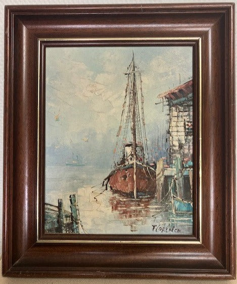 Tableau Huile Sur Toile Signé Florence Thème Maritime