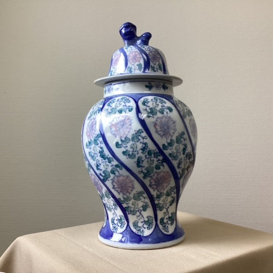 Grand Pot à Gingembre Style Asiatique Bleu