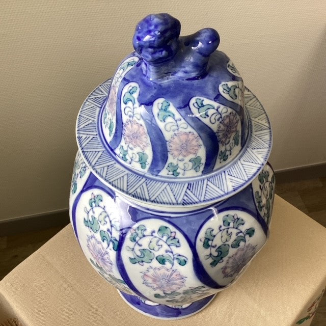 Grand Pot à Gingembre Style Asiatique Bleu