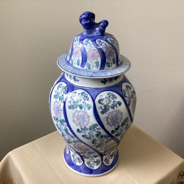 Grand Pot à Gingembre Style Asiatique Bleu