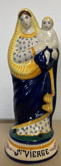 Statue De La Sainte Vierge Céramique De Henriot Quimper signé Hb Quimper 364 p o