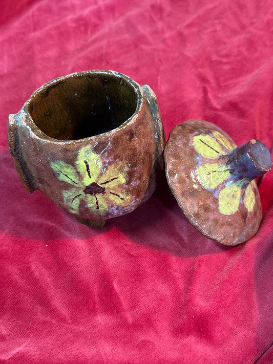 Pot en céramique – Fait main – Poterie – Décor fleuri