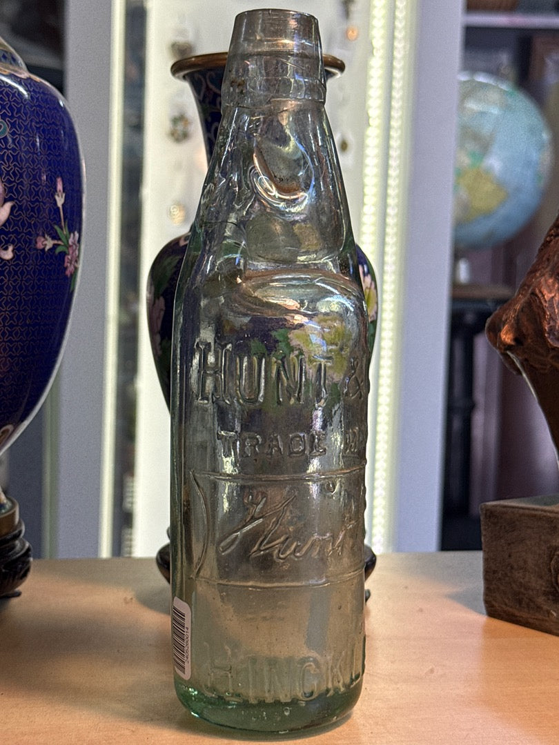 Bouteille à bille – Hunt & Co – Ornement – Verre vert ancien