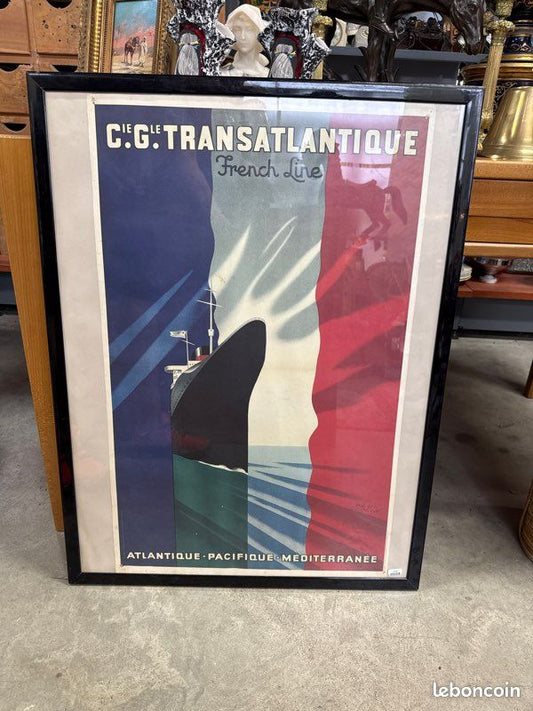 Affiche Compagnie générale, transatlantique, Atlantique, Pacifique Méditerranée, French Line