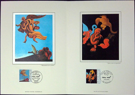 Max Ernst Enveloppe Dépliant Timbre 1er jour Encart Fdc Yvert et Tellier