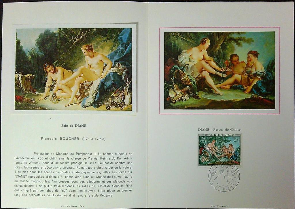 François Boucher Diane Enveloppe Dépliant Timbre 1er jour Encart Fdc Yvert et Tellier